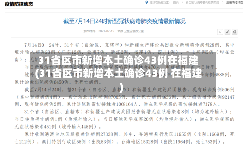 31省区市新增本土确诊43例在福建(31省区市新增本土确诊43例 在福建)-第2张图片