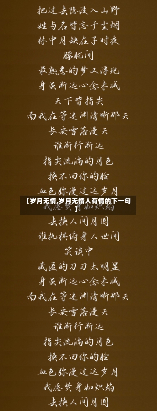 【岁月无情,岁月无情人有情的下一句】-第2张图片