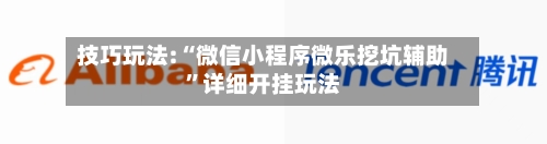 技巧玩法:“微信小程序微乐挖坑辅助”详细开挂玩法
