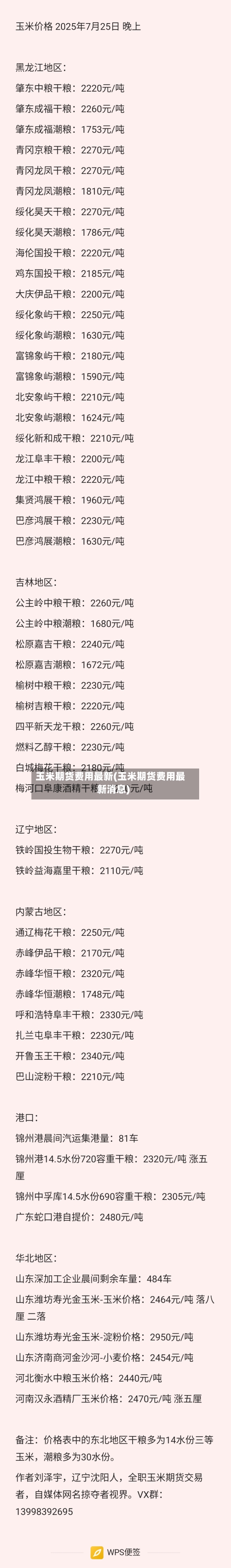 玉米期货费用最新(玉米期货费用最新消息)