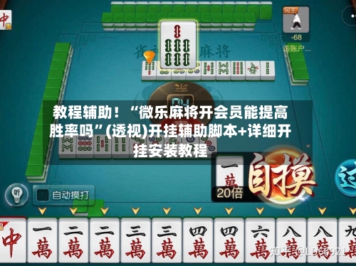 教程辅助！“微乐麻将开会员能提高胜率吗”(透视)开挂辅助脚本+详细开挂安装教程