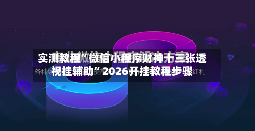 实测教程	”微信小程序财神十三张透视挂辅助”2026开挂教程步骤-第2张图片