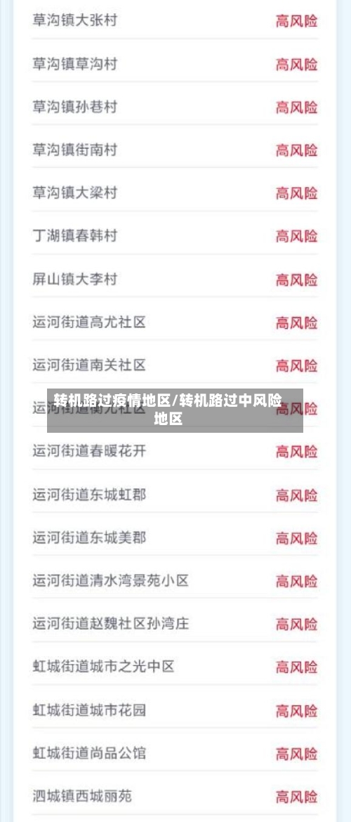 转机路过疫情地区/转机路过中风险地区