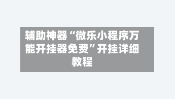 辅助神器“微乐小程序万能开挂器免费	”开挂详细教程-第3张图片
