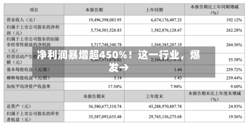净利润暴增超450%！这一行业，爆发→