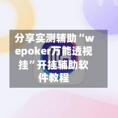 分享实测辅助“wepoker万能透视挂”开挂辅助软件教程-第3张图片