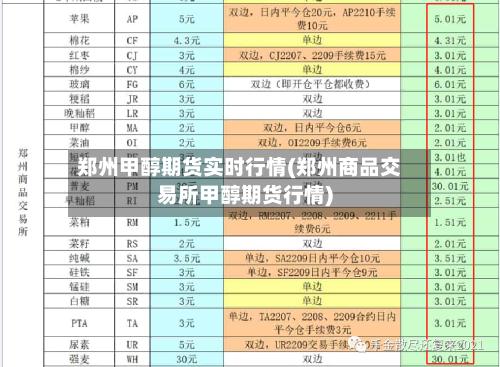 郑州甲醇期货实时行情(郑州商品交易所甲醇期货行情)