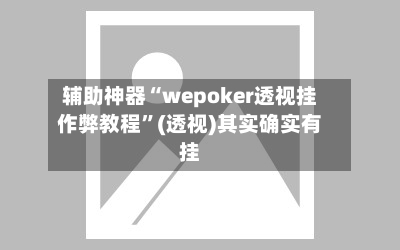 辅助神器“wepoker透视挂作弊教程	”(透视)其实确实有挂-第3张图片