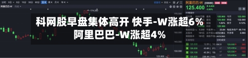 科网股早盘集体高开 快手-W涨超6%阿里巴巴-W涨超4%