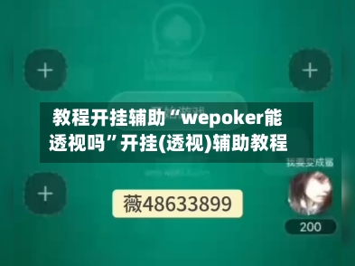 教程开挂辅助“wepoker能透视吗	”开挂(透视)辅助教程-第2张图片