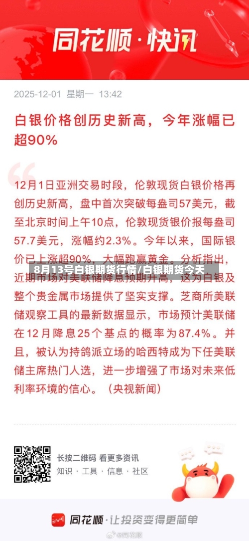 8月13号白银期货行情/白银期货今天